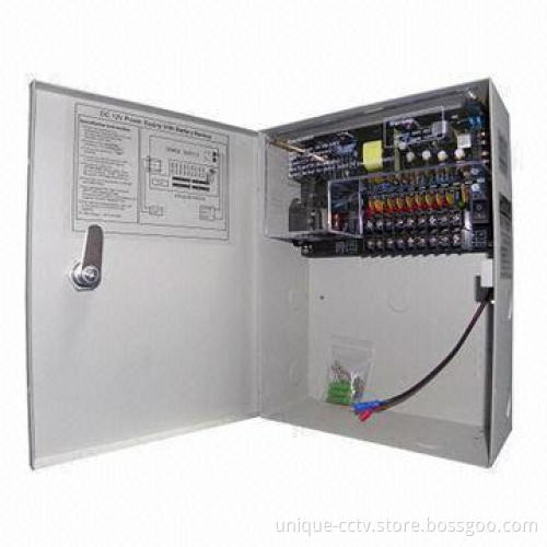 12V DC, 10A CCTV Power Supply with 100 to 240V AC Input, Sized 27.1 x 21.3 x 9.4cm